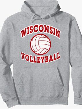 NWT - Wisconsin Volleyball - Grey Hoodie Sweatshirt - SIZE M